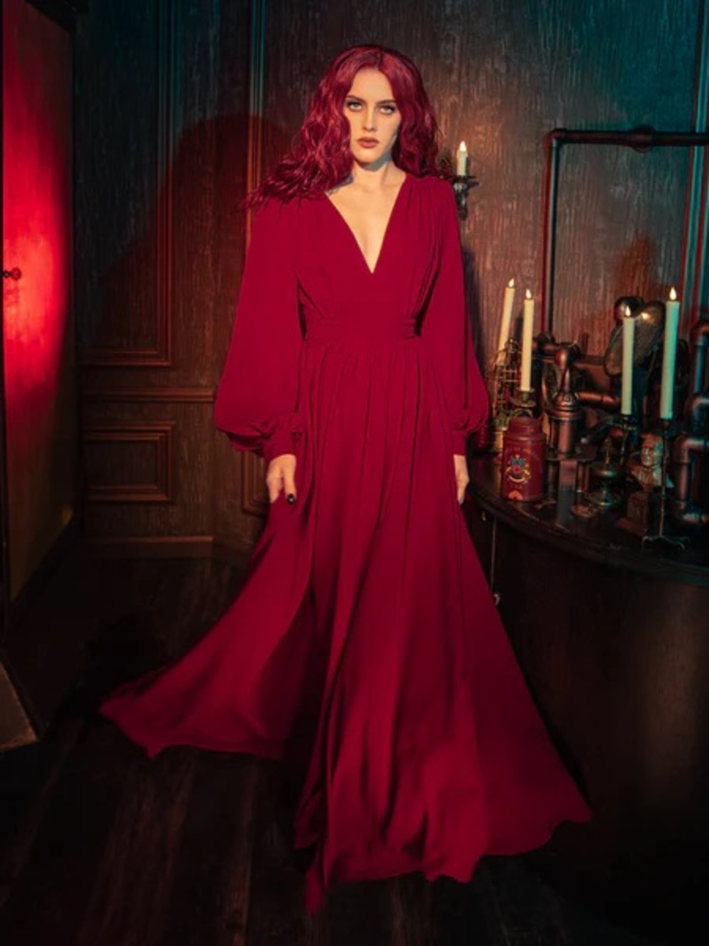 ISO IN SEARCH OF - La femme en noir scarlet belladonna maxi dress M or L